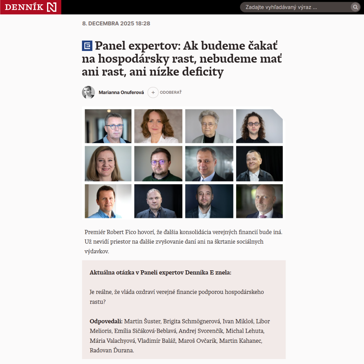 Denník N’s Expert Panel: Martin Kahanec assessed the government’s strategy for restoring public finances