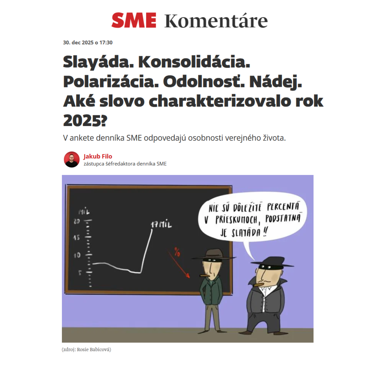 Denník SME: Martin Kahanec hodnotí rok 2025